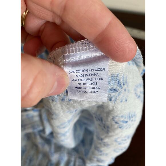 LAKE Hamptons Cotton Gauze Nightgown Corolina in Blue Batik Blue White XL - Picture 9 of 9